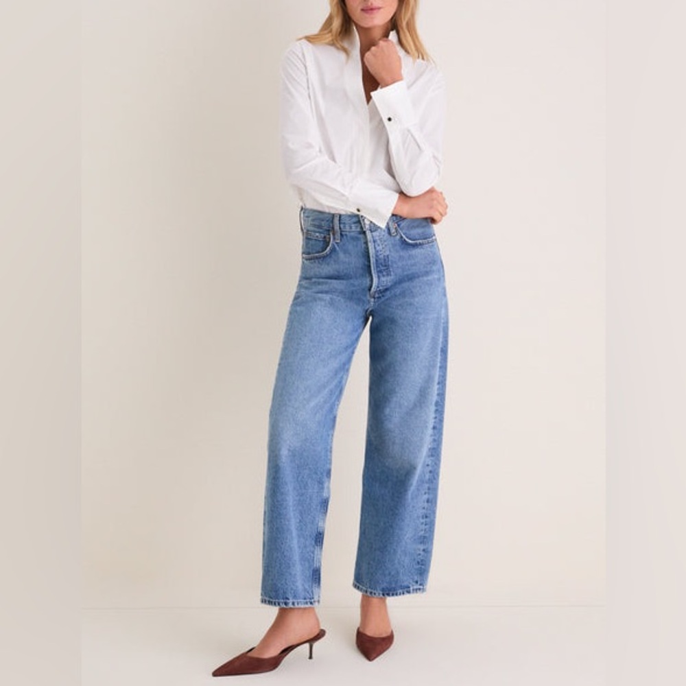 TUCKERNUCK White Bessette Button Down | Stand Collar Tailored Blouse - Picture 9 of 11